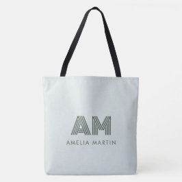 Bolso De Tela Monograma geométrico minimalista en verde salvia p