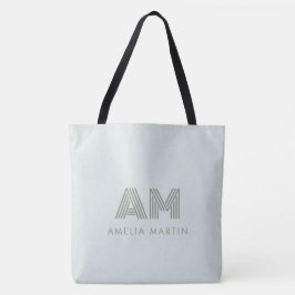 Bolso De Tela Monograma geométrico minimalista en verde salvia p
