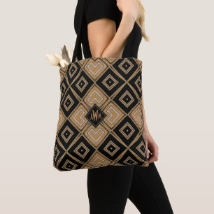 Bolso De Tela Monograma GeoPattn-V2 Gold+Black ArtDeco