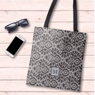 Bolso De Tela Monograma Gris Black Damask