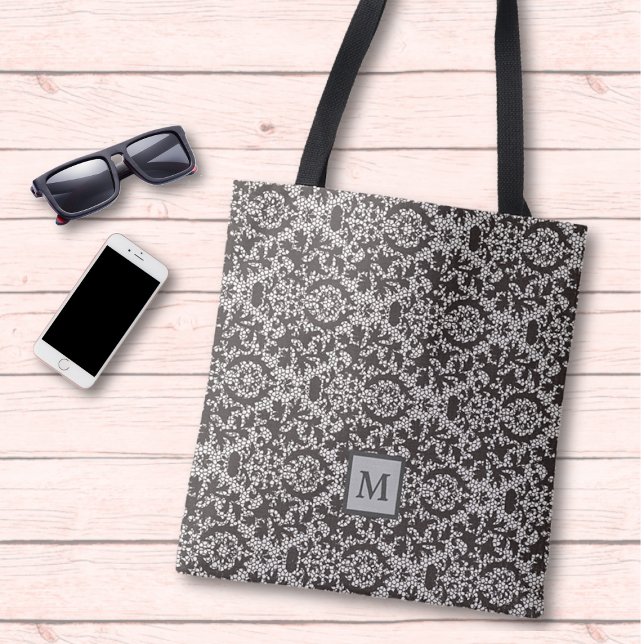Bolso De Tela Monograma Gris Black Damask (Subido por el creador)