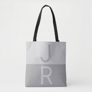 Bolso De Tela Monograma Gris claro y Gris de Iniciales Modernas