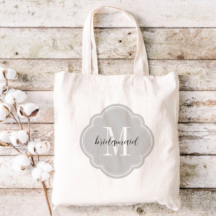 Bolso De Tela Monograma gris de la dama de honor Toth Bag