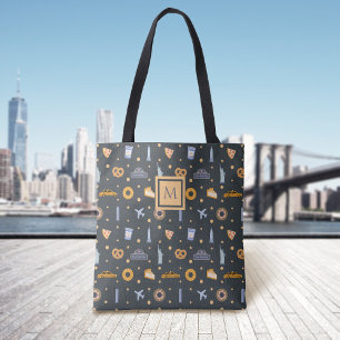 Bolso De Tela Monograma gris del patrón moderno de Nueva York