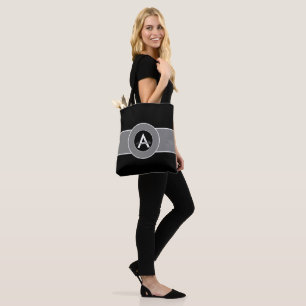 Bolso De Tela Monograma gris negro personalizado