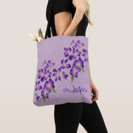 Bolso De Tela Monograma Hermosas Flores Violetas
