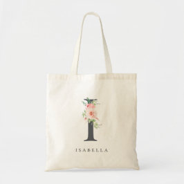 Bolso De Tela Monograma I de la letra floral botánica silvestre 
