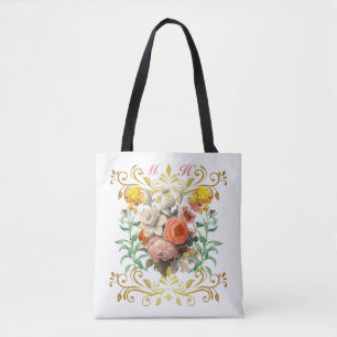 Bolso De Tela Monograma Inglés Jardín Vintage Floral