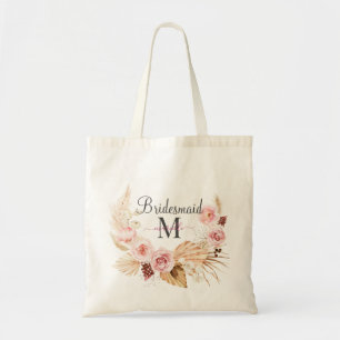 Bolso De Tela Monograma inicial de escritura rosa negro