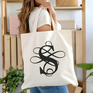 Bolso De Tela Monograma inicial de floración rápida
