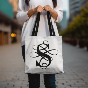 Bolso De Tela Monograma inicial de floración rápida