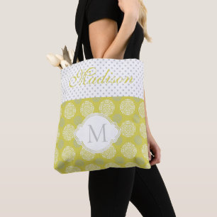 Bolso De Tela Monograma inicial de moda con puntos grises de Cha