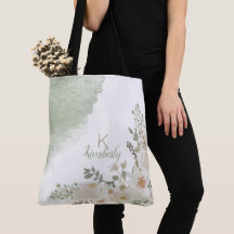 Monograma Inicial de Nombre Floral Elegante Blanco