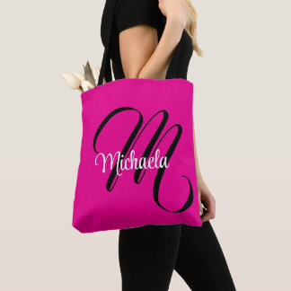 Bolso De Tela Monograma inicial de nombre moderno minimalista ro