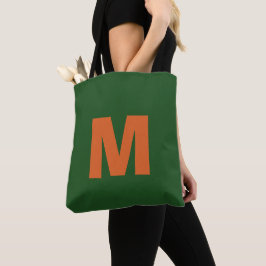 Bolso De Tela Monograma inicial moderno y elegante en verde y na