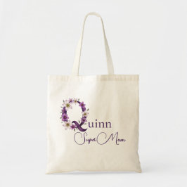 Bolso De Tela Monograma inicial + Nombre Super Mamá