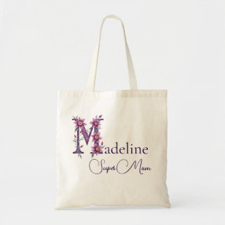 Bolso De Tela Monograma inicial + Nombre Super Mamá