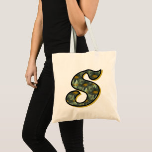 Bolso De Tela Monograma Inicial S Margaritas Arte Floral
