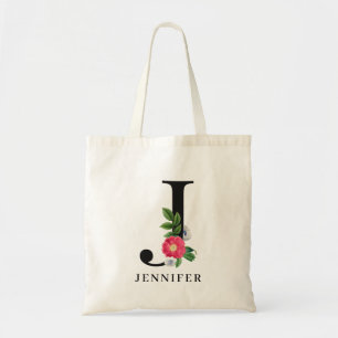 Bolso De Tela Monograma J de alfabeto floral personalizado