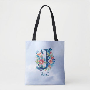 Bolso De Tela Monograma 'J' PLANTILLA de diseño floral