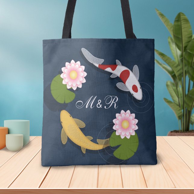Bolso De Tela Monograma japonés de pescado Koi inicial (Subido por el creador)
