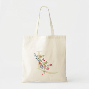 Bolso De Tela monograma L floral nupcial primavera Despedida de 
