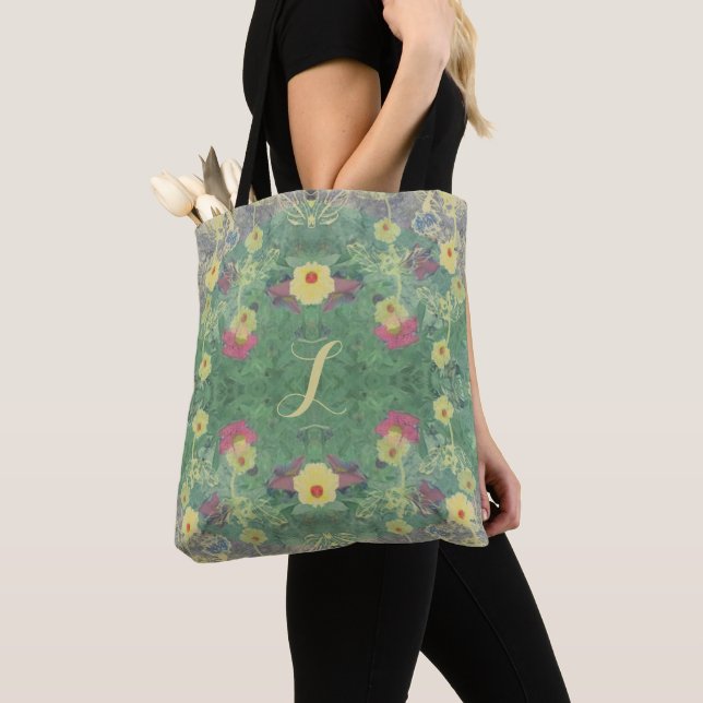 Bolso De Tela Monograma La Boca Flor silvestre Simetría Tote Bag (Detalle)