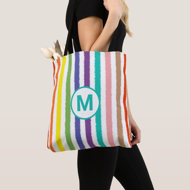 Bolso De Tela Monograma Letra Summer Beach Divertido Rayo Arcoir (Detalle)