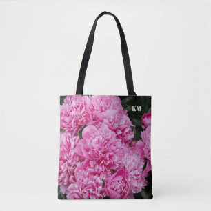 Bolso De Tela Monograma Macro de Peonía Rosa Sofisticada