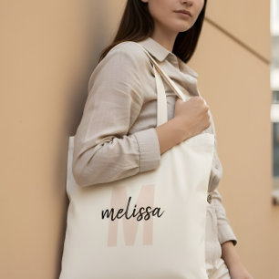 Bolso De Tela Monograma Manuscrito Pincel Simple
