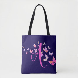 Bolso De Tela Monograma Mariposa Azul Rosa
