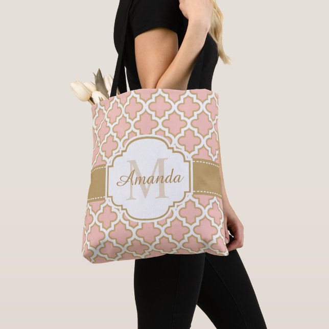 Bolso De Tela Monograma marroquí femenino del rosa del oro del (Detalle)