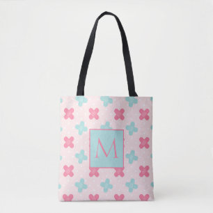Bolso De Tela Monograma médico rosa y azul