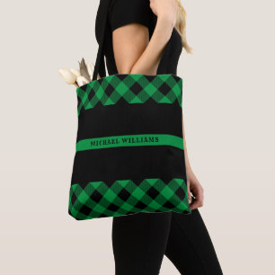 Bolso De Tela Monograma militar de la tela escocesa del búfalo