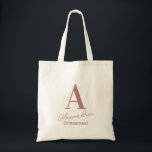 Bolso De Tela Monograma mínimo de la dama de honor rosada<br><div class="desc">Se trata de un diseño monograma mínimo, moderno y personalizado. Este elegante diseño tiene una tipografía rosa polvorienta. Es perfecto para un regalo personalizado para tu dama de honor o dama de honor e ideal como fiesta nupcial gracias a tu regalo o como un favor de fiesta para tu fiesta...</div>