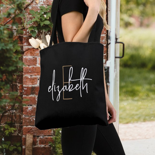 Bolso De Tela Monograma Moderna Blanco Negro (Subido por el creador)