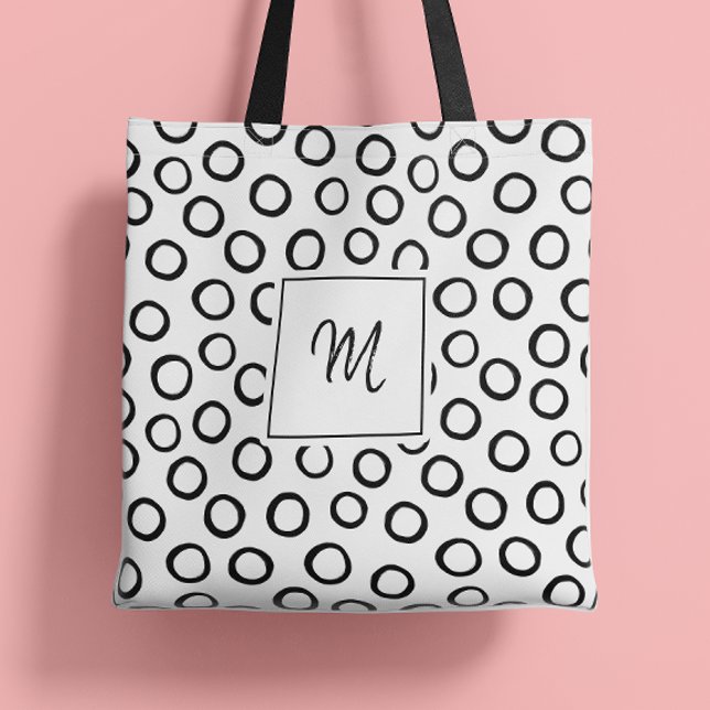 Bolso De Tela Monograma moderno blanco negro (Subido por el creador)