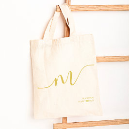 Bolso De Tela Monograma moderno caligrafía del guión de la chica