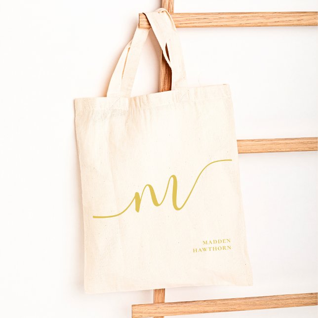 Bolso De Tela Monograma moderno caligrafía del guión de la chica (Subido por el creador)