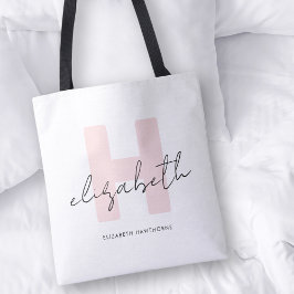 Bolso De Tela Monograma moderno con guión onírico Rubor rosa ini