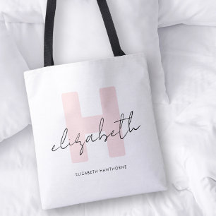 Bolso De Tela Monograma moderno con guión onírico Rubor rosa ini