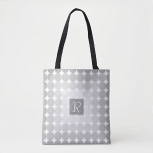 Bolso De Tela Monograma moderno de círculos grises