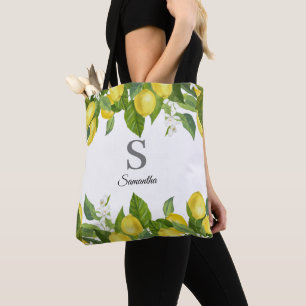 Bolso De Tela Monograma moderno de cítricos limón
