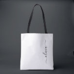 Bolso De Tela Monograma moderno de escritura de glotonería blanc<br><div class="desc">Elegante blanco y negro Añadir tu propio nombre Bolsa de libros monograma. Esta Bolsa de Libros puede ser personalizada para incluir su nombre inicial y de pila y entregarse como regalo para Navidades,  Dulce 16 Cumpleaños,  Ducha de Novias o un Boda.</div>