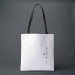 Bolso De Tela Monograma moderno de escritura de glotonería blanc<br><div class="desc">Elegante blanco y negro Añadir tu propio nombre Bolsa de libros monograma. Esta Bolsa de Libros puede ser personalizada para incluir su nombre inicial y de pila y entregarse como regalo para Navidades,  Dulce 16 Cumpleaños,  Ducha de Novias o un Boda.</div>