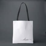 Bolso De Tela Monograma moderno de escritura de glotonería blanc<br><div class="desc">Elegante blanco y negro Añadir tu propio nombre Bolsa de libros monograma. Esta Bolsa de Libros puede ser personalizada para incluir su nombre inicial y de pila y entregarse como regalo para Navidades,  Dulce 16 Cumpleaños,  Ducha de Novias o un Boda.</div>