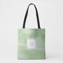 Bolso De Tela Monograma moderno de mármol suave verde claro