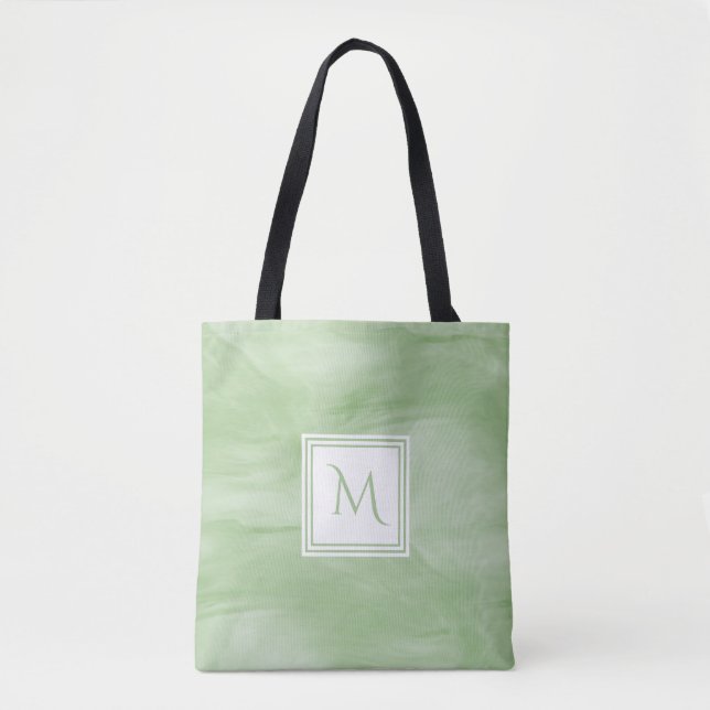 Bolso De Tela Monograma moderno de mármol suave verde claro (Anverso)
