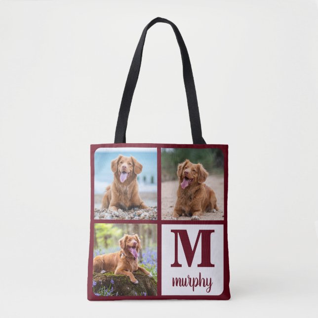 Bolso De Tela Monograma moderno Dog Lover Personalizado 3 Mascot (Anverso)