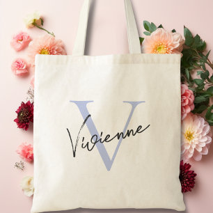 Bolso De Tela Monograma moderno elegante azul turbio personaliza